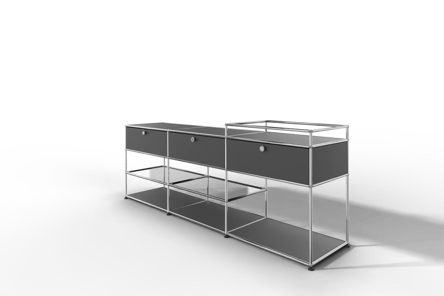 Sideboard mit 3 Klapptüren und offenen Fächern Produktbild