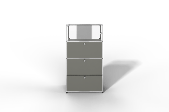 USM Haller Regal, 3 Klapptüren, 1 Vitrinen-Element
