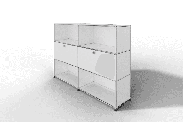 USM Haller Highboard mit 2 Klapptüren und 4 offenen Fächern in 14 Farben. Produktbild