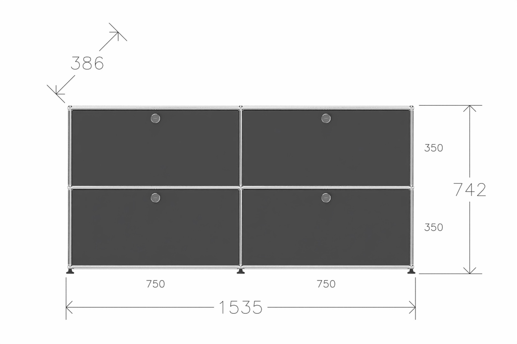 Original USM Haller Sideboard mit 4 Klapptüren in Anthrazitgrau Produktbild