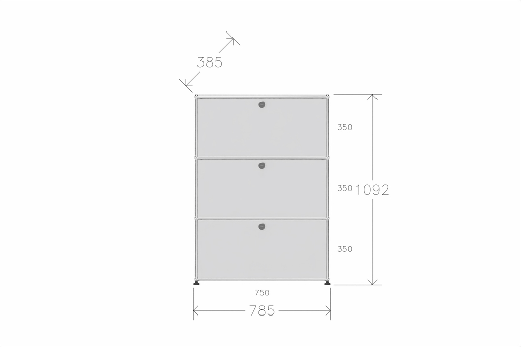 Original USM Haller Highboard mit 3 Klapptüren in reinweiß Produktbild