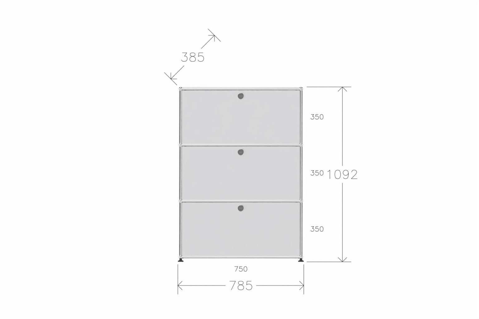 Original USM Haller Highboard mit 3 Klapptüren in reinweiß Produktbild