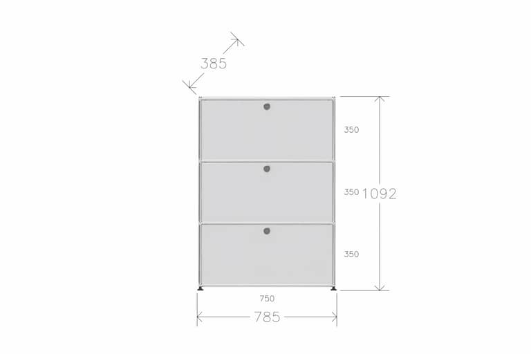 Original USM Haller Highboard mit 3 Klapptüren in reinweiß Produktbild