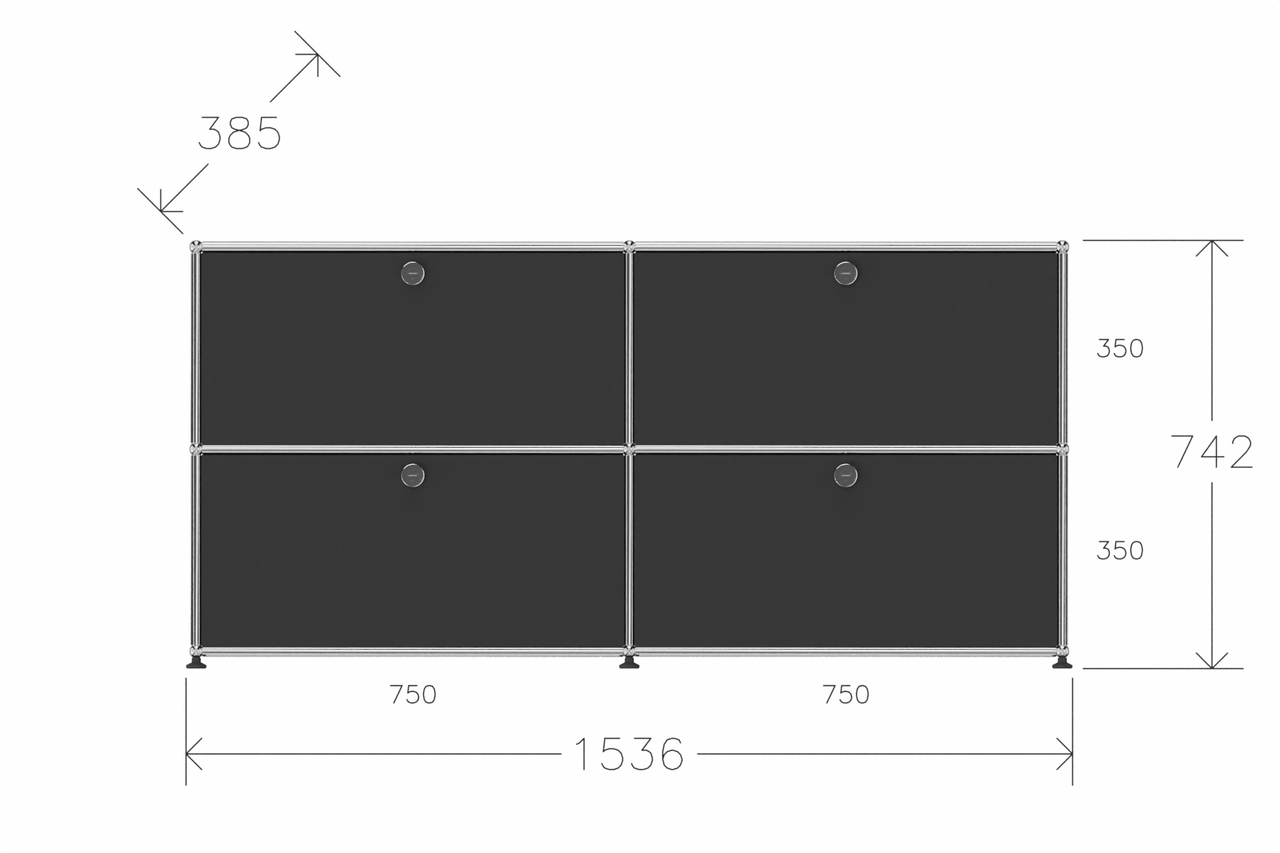 Original USM Haller Sideboard mit 4 Klapptüren in schwarz - Ausstellungsstück- Produktbild