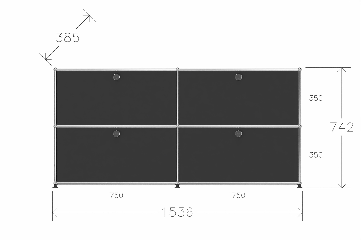 Original USM Haller Sideboard mit 4 Klapptüren in schwarz - Ausstellungsstück- Produktbild