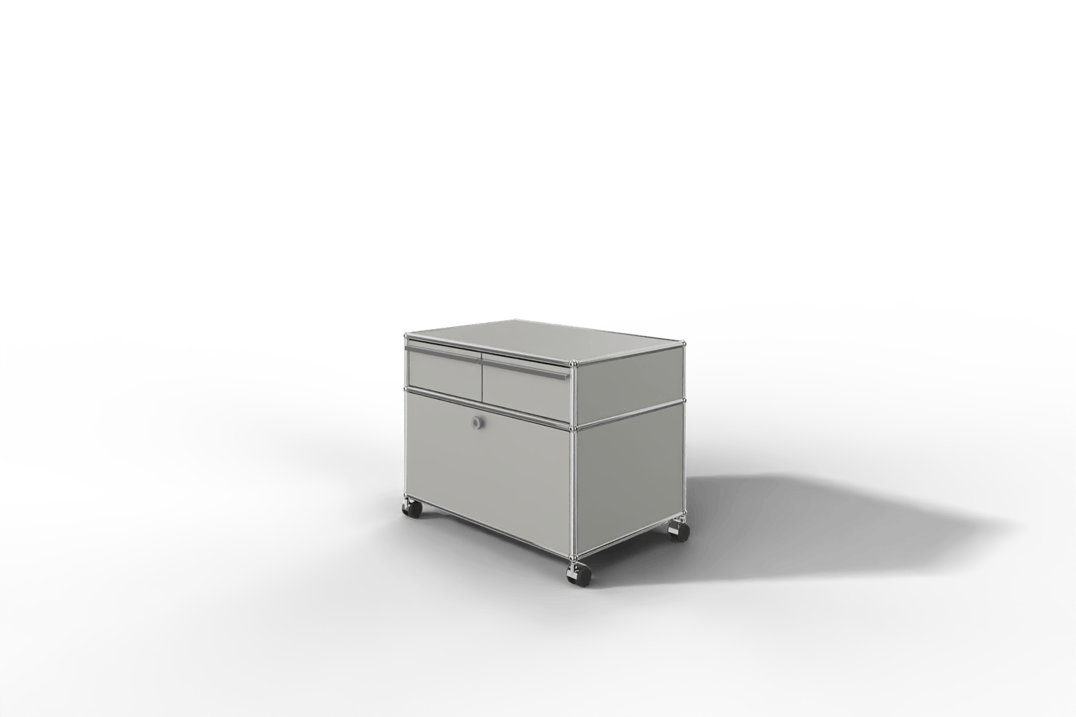 USM Haller Doppelrollcontainer mit zwei Schubladen und einer Klapptüre Produktbild