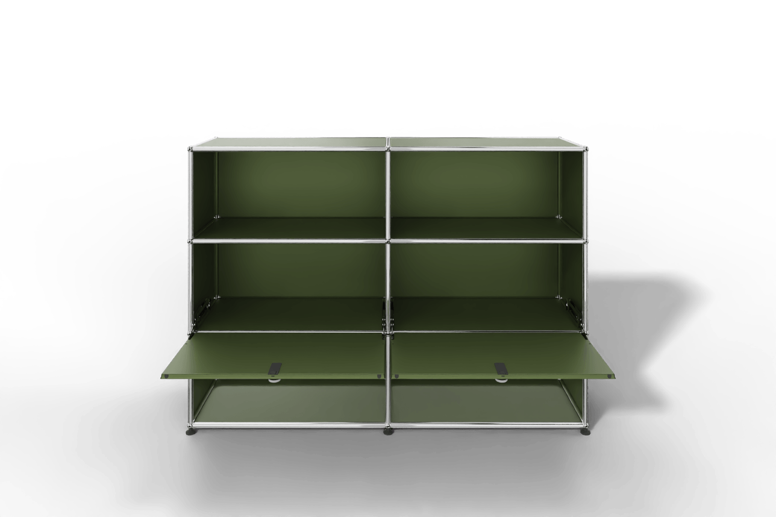USM Haller Highboard mit 2 Klapptüren und 4 offenen Fächern in 14 Farben. Produktbild