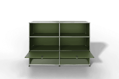 USM Haller Highboard mit 2 Klapptüren und 4 offenen Fächern in 14 Farben. Produktbild