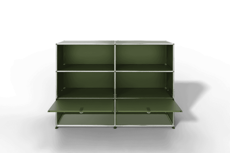 USM Haller Highboard mit 2 Klapptüren und 4 offenen Fächern in 14 Farben. Produktbild