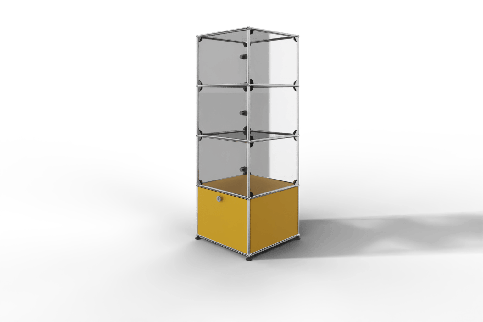 USM Haller Glasvitrine mit 3 Glastüren und 1 Klapptüre Produktbild