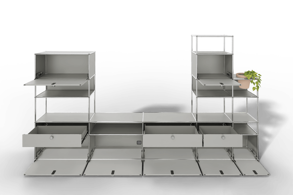 Regalwand mit Pflanzeneinsatz, offene und geschlossene Fächer kombiniert Produktbild