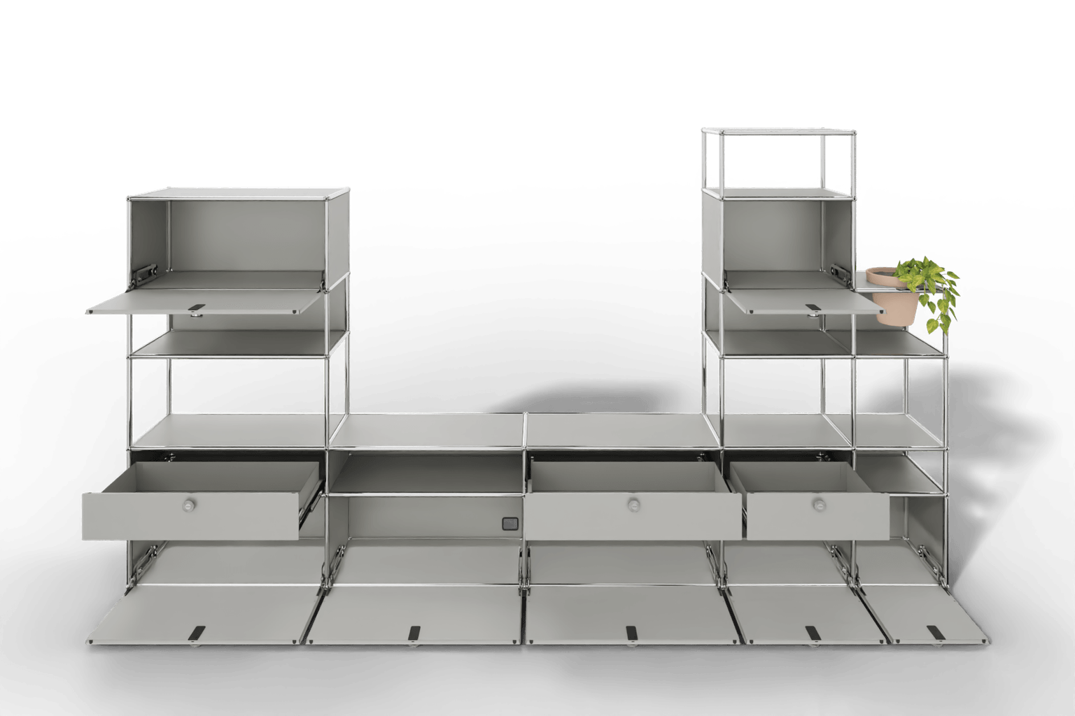 Regalwand mit Pflanzeneinsatz, offene und geschlossene Fächer kombiniert Produktbild