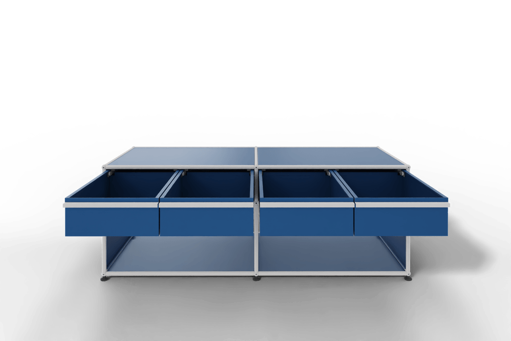 USM Haller Sideboard, mit 4 Schubladen A6 und 2 offenen Fächern. Tiefe 50 cm. Produktbild
