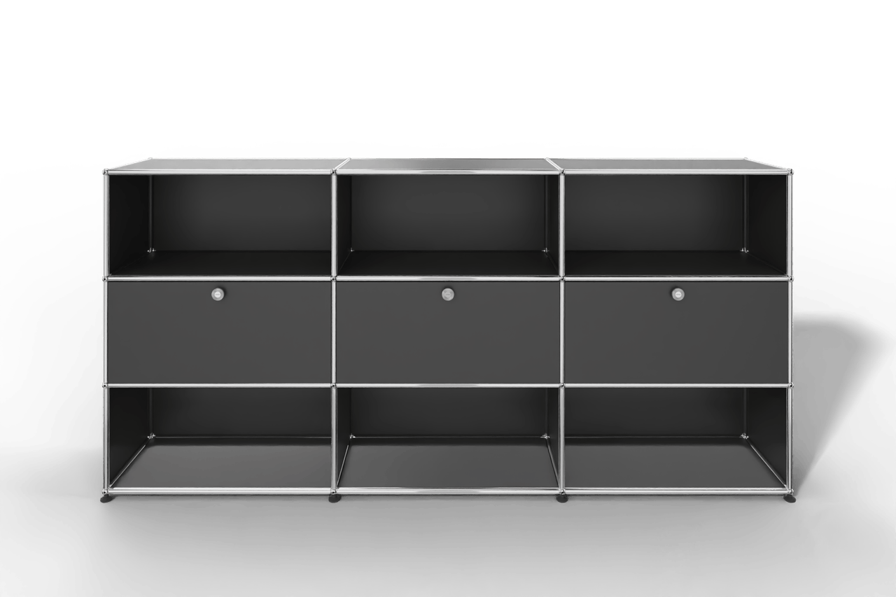 USM Haller Highboard mit 3 Klapptüren und 6 offenen Fächern Produktbild