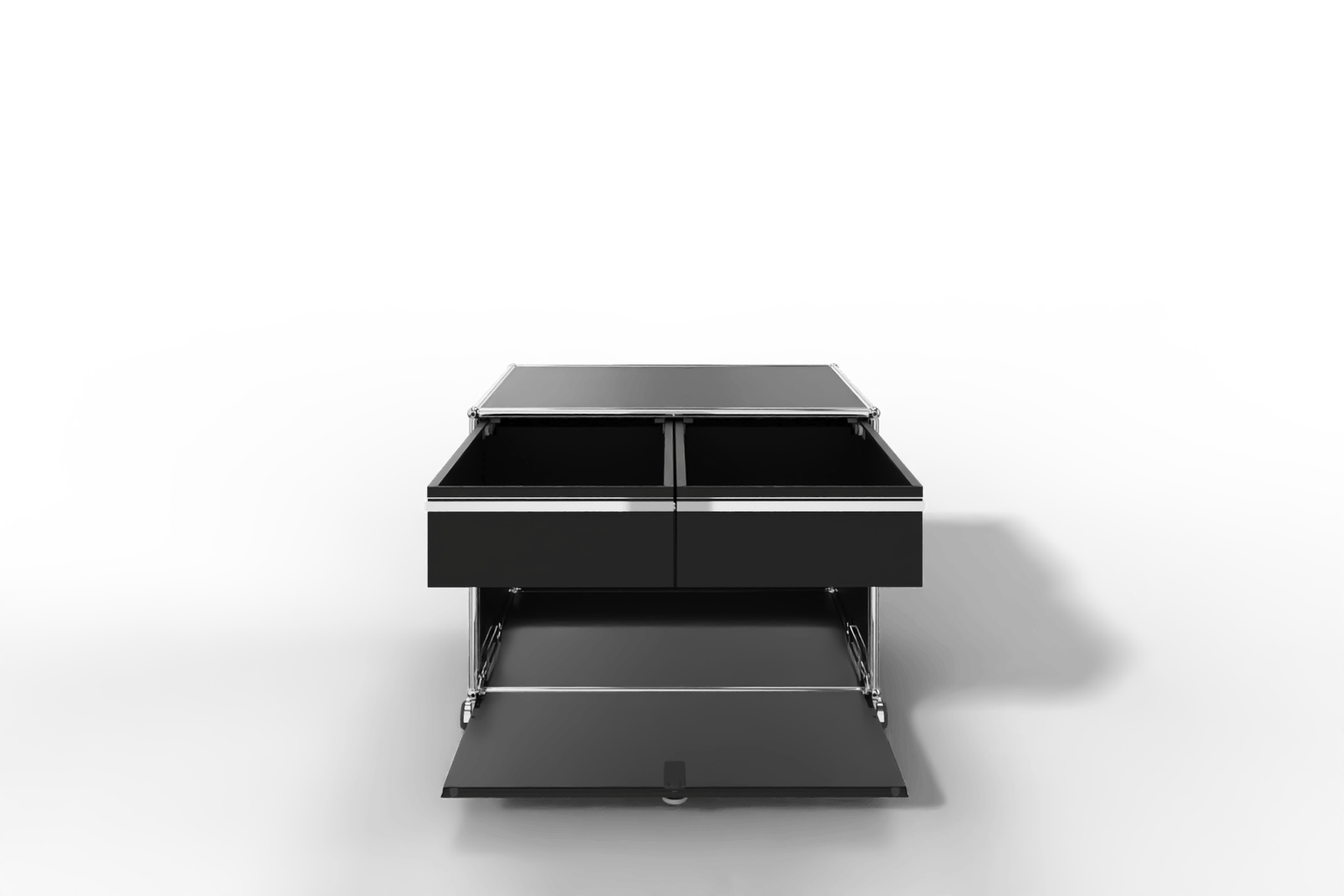 USM Haller Doppelrollcontainer mit zwei Schubladen und einer Klapptüre Produktbild