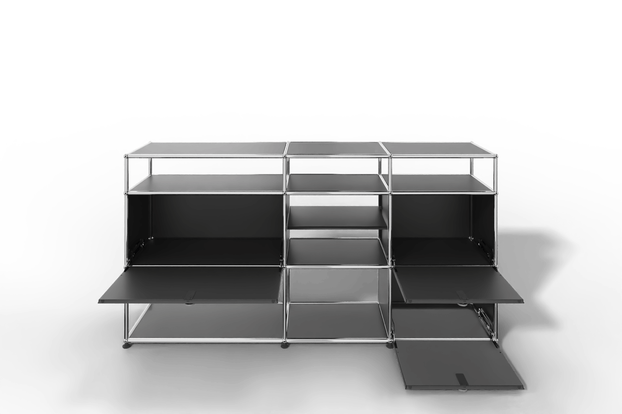 Sideboard mit offenen Elementen und Klapptüren Produktbild