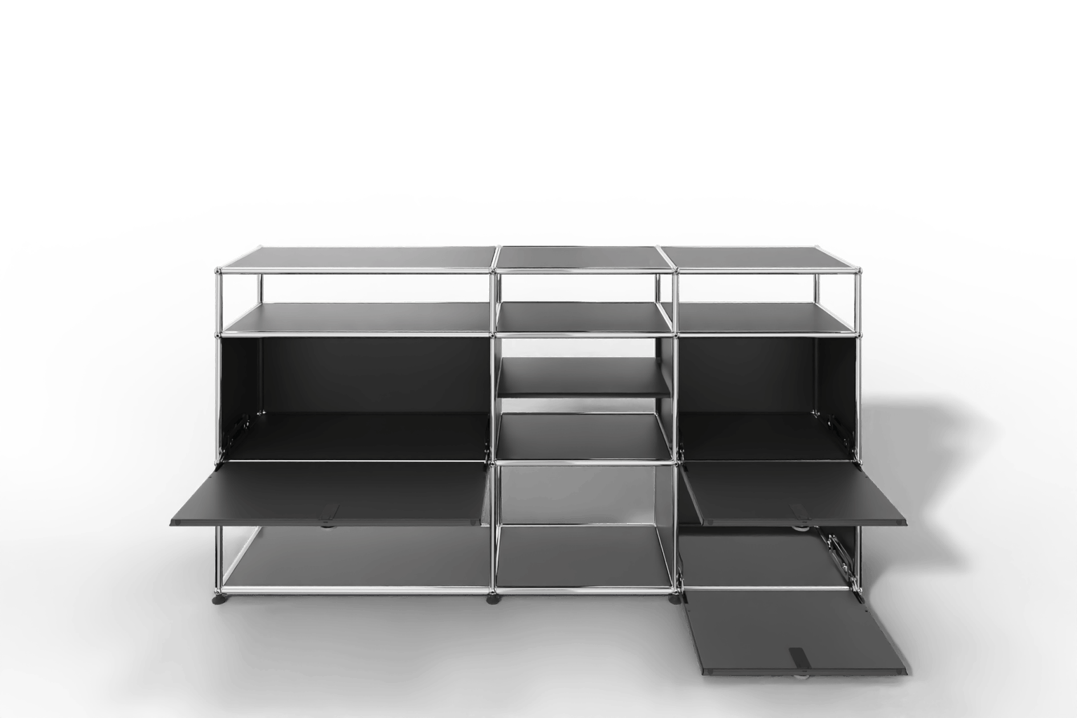 Sideboard mit offenen Elementen und Klapptüren Produktbild
