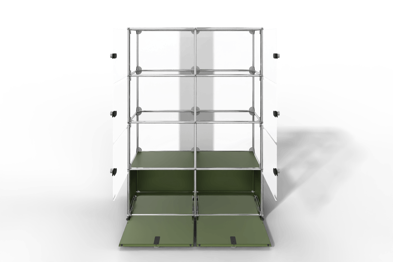 USM Haller Glasvitrine mit 6 Glastüren und 2 Klapptüren Produktbild