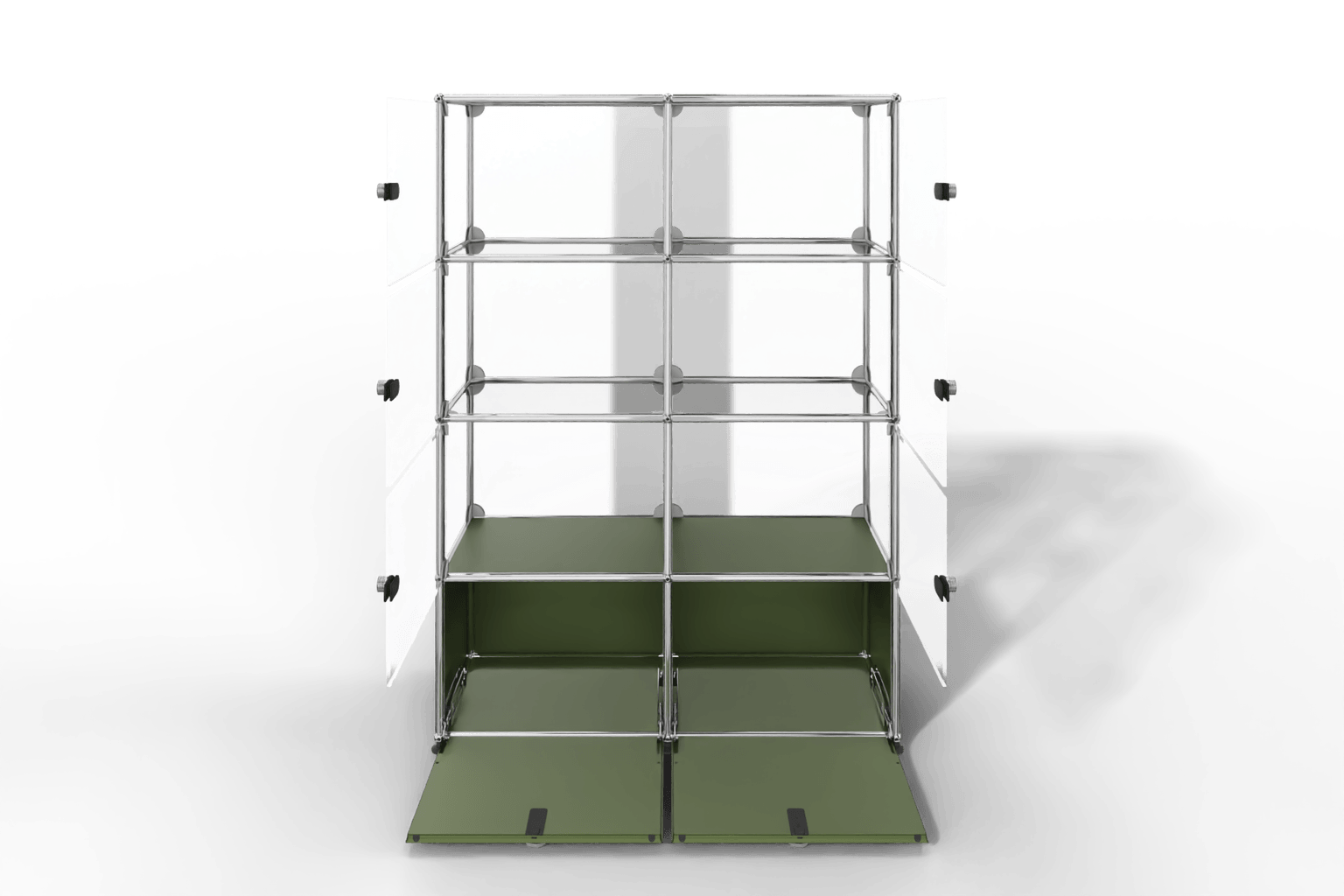 USM Haller Glasvitrine mit 6 Glastüren und 2 Klapptüren Produktbild