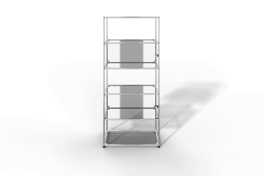 Glasvitrine mit 2 Glastüren und 3 offenen Fächern