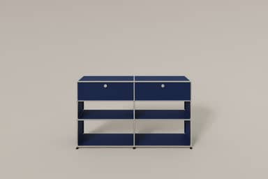 USM Haller Highboard mit 4 offenen Fächern und 2 niedrigen Klapptüren Produktbild
