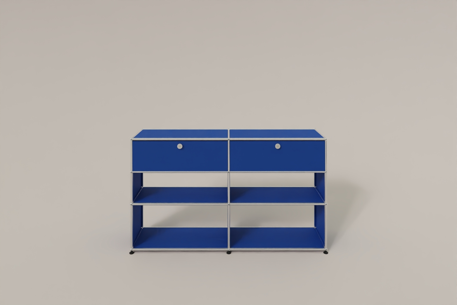 USM Haller Highboard mit 4 offenen Fächern und 2 niedrigen Klapptüren Produktbild