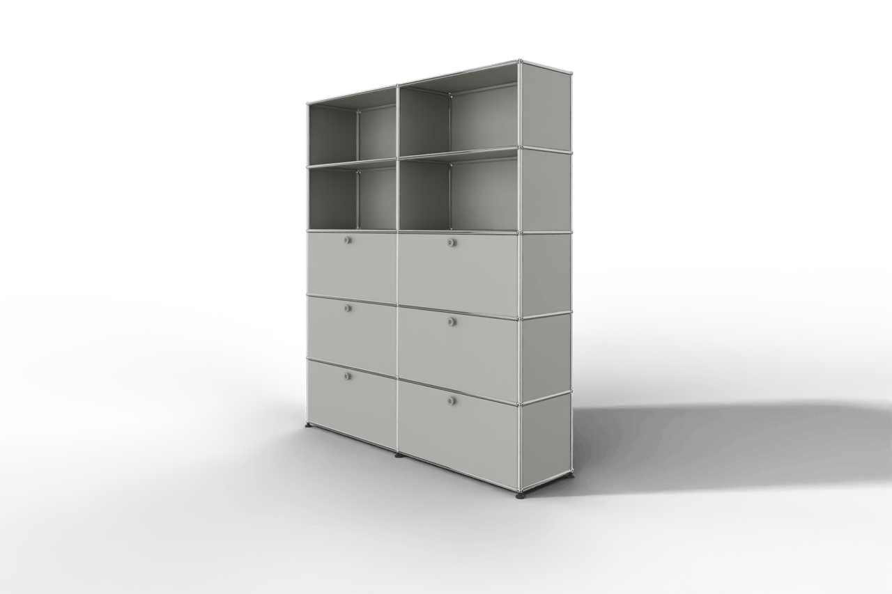 USM Haller Schrank/Regal mit 6 Klapptüren und offenen Fächern. Produktbild
