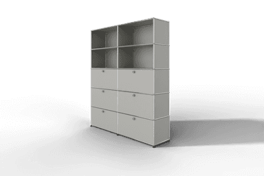 USM Haller Schrank/Regal mit 6 Klapptüren und offenen Fächern. Produktbild