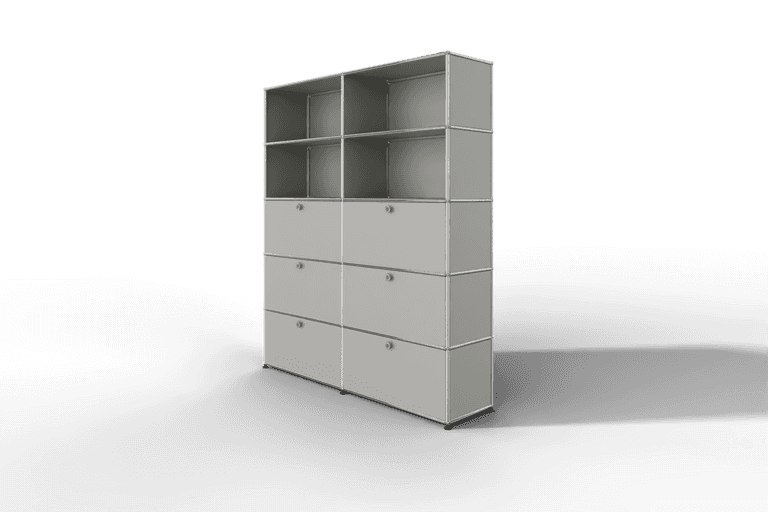 USM Haller Schrank/Regal mit 6 Klapptüren und offenen Fächern. Produktbild