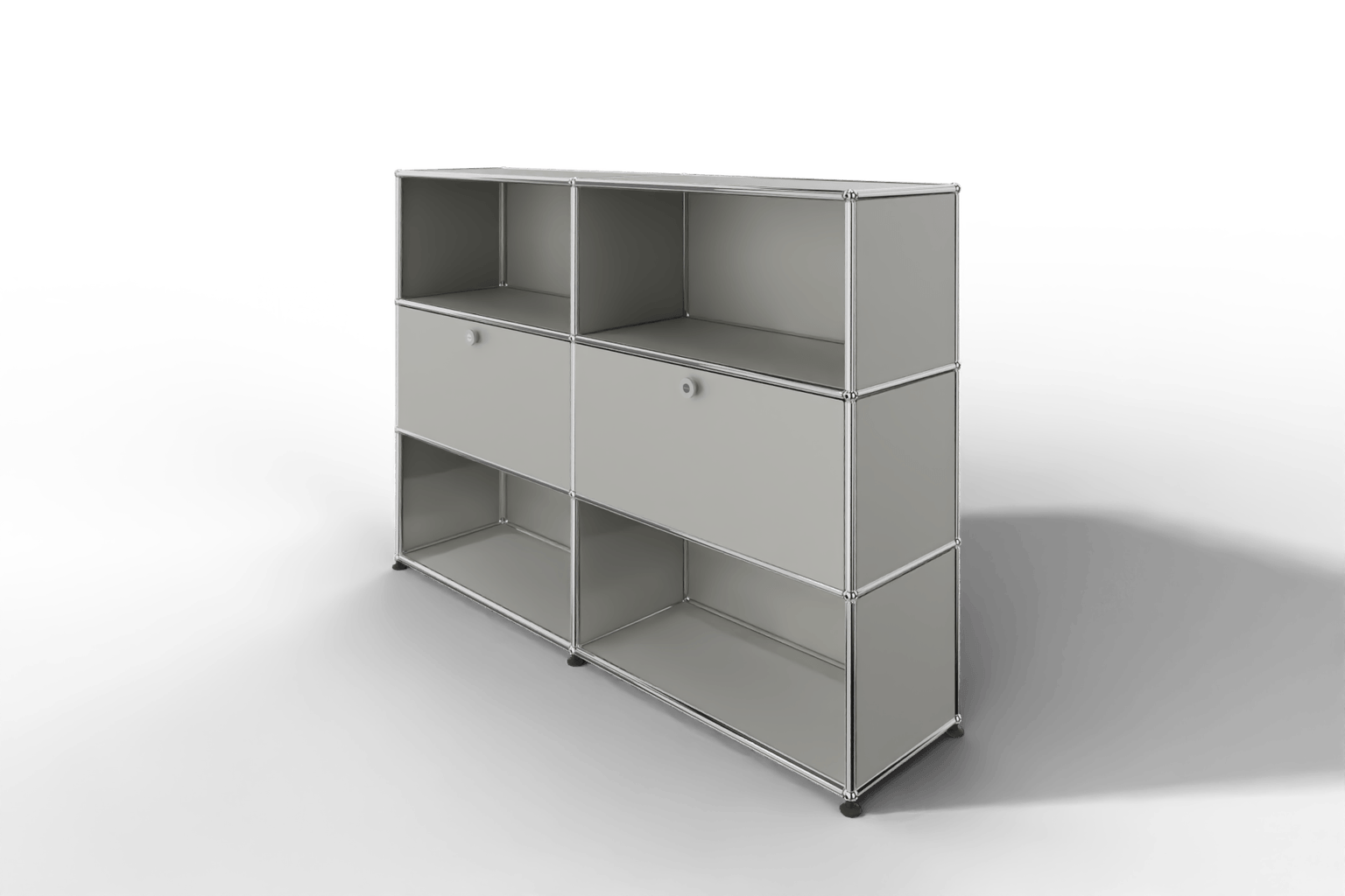 USM Haller Highboard mit 2 Klapptüren und 4 offenen Fächern in 14 Farben. Produktbild