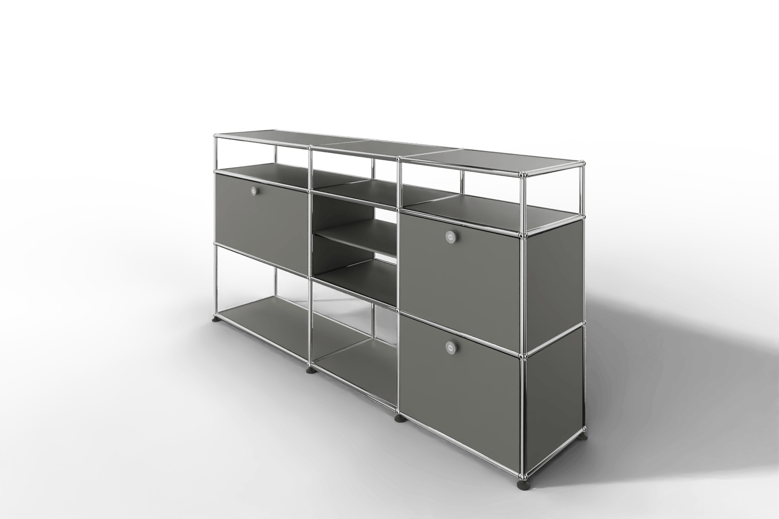 Sideboard mit offenen Elementen und Klapptüren Produktbild