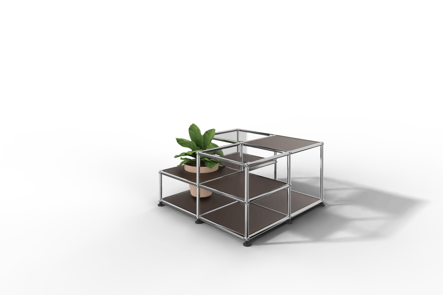 Couchtisch mit Glastablaren und Pflanzeneinsatz Produktbild