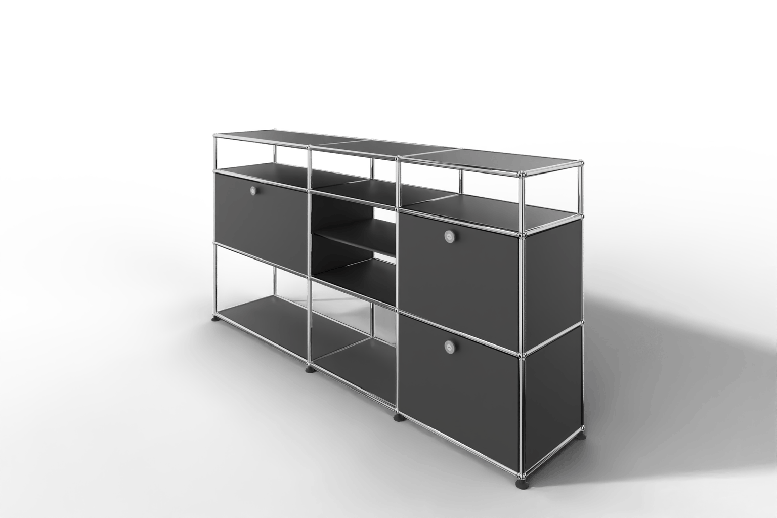 Sideboard mit offenen Elementen und Klapptüren Produktbild
