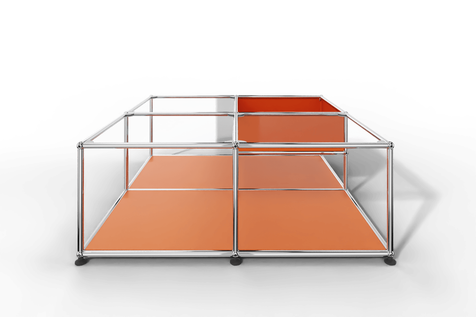 Quadratischer Couchtisch mit Glastablaren und Ablagefach Produktbild