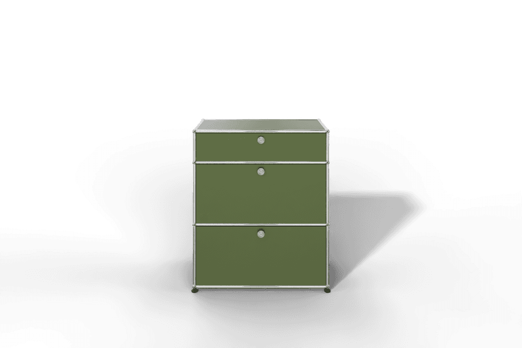 Highboard mit zwei Klapptüren, je einem Zwischenboden und einer Schublade