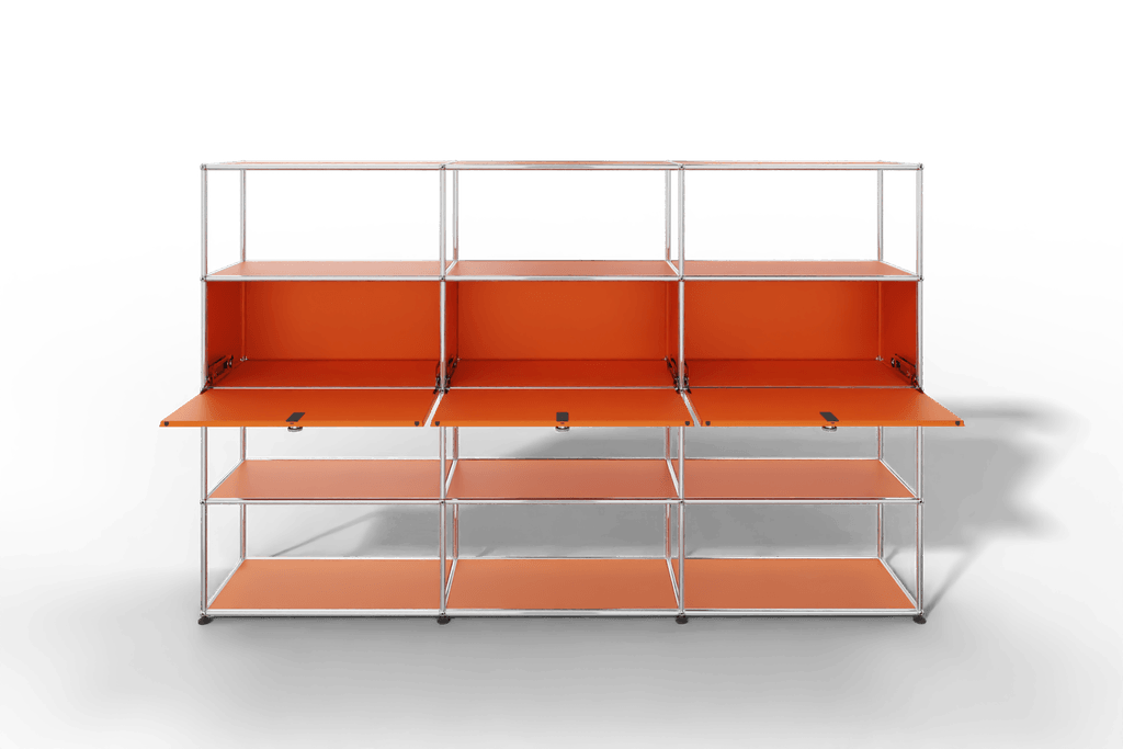 USM Haller Regal, mit 3 Klapptüren und 3 offene Reihen Produktbild