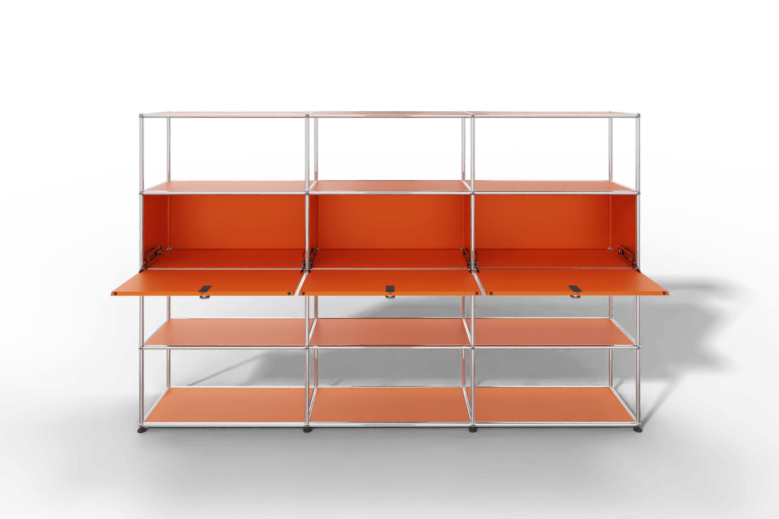 USM Haller Regal, mit 3 Klapptüren und 3 offene Reihen Produktbild