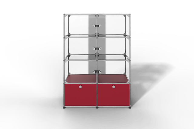 USM Haller Glasvitrine mit 6 Glastüren und 2 Klapptüren