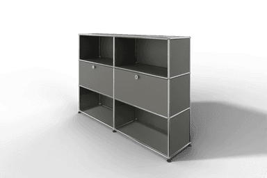 USM Haller Highboard mit 2 Klapptüren und 4 offenen Fächern in 14 Farben. Produktbild