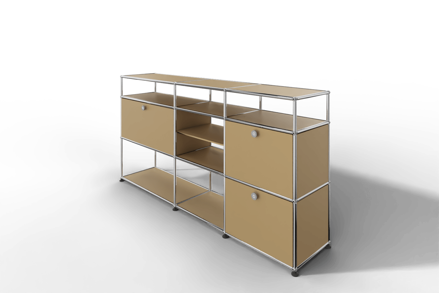 Sideboard mit offenen Elementen und Klapptüren Produktbild