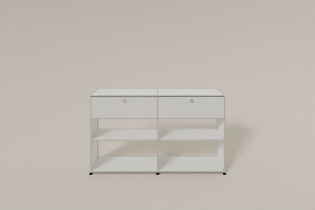 USM Haller Highboard mit 4 offenen Fächern und 2 niedrigen Klapptüren