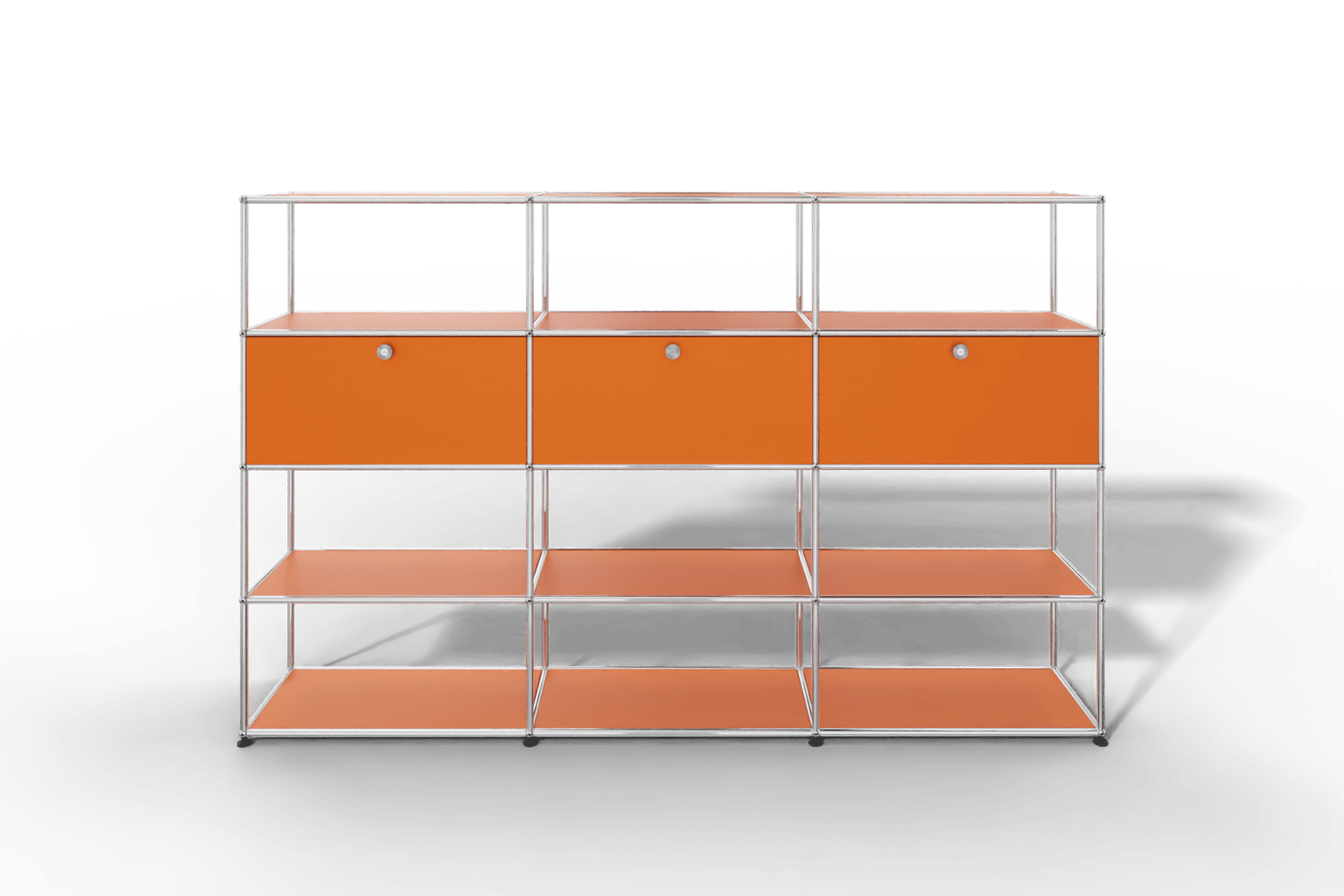 USM Haller Regal, mit 3 Klapptüren und 3 offene Reihen Produktbild