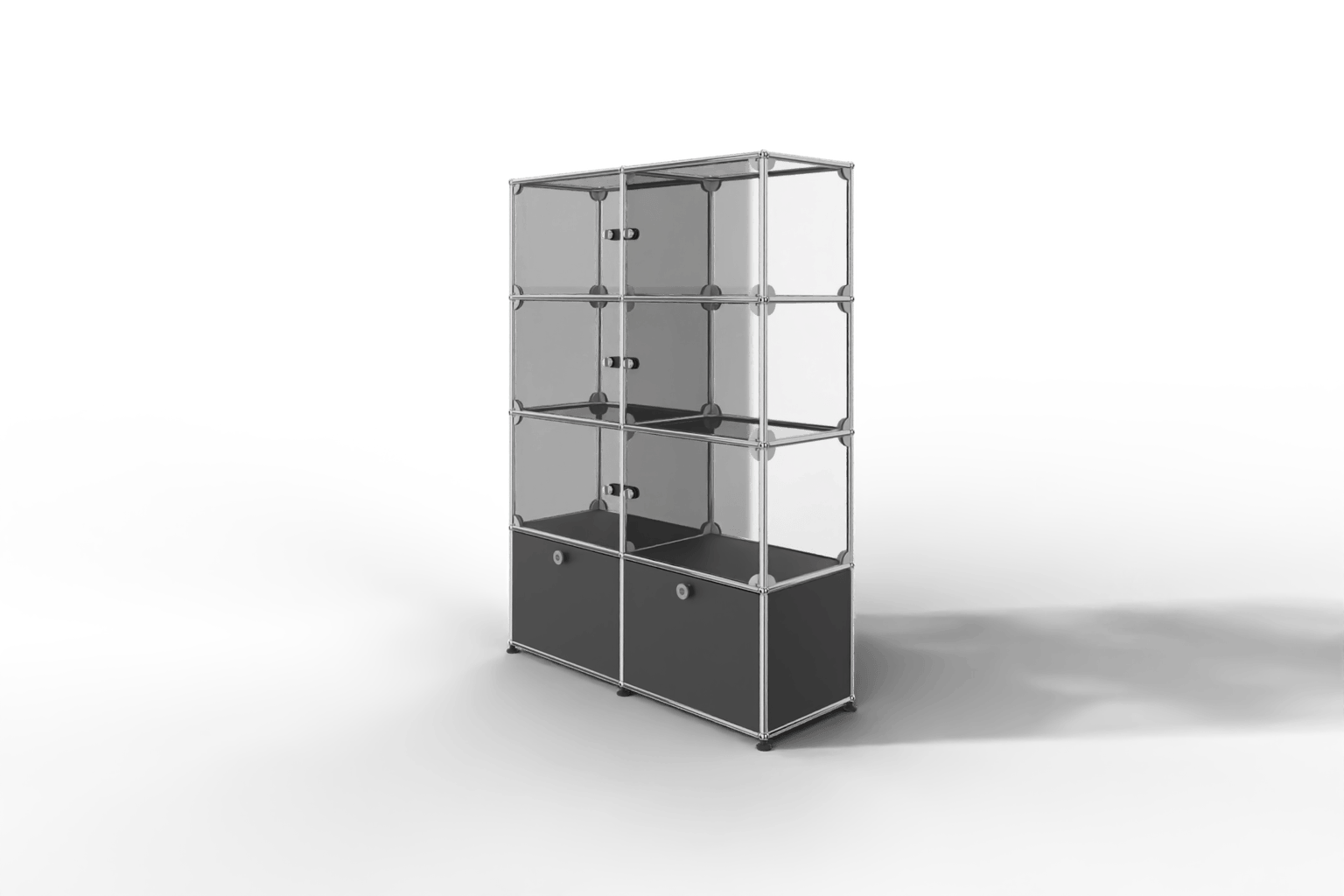 USM Haller Glasvitrine mit 6 Glastüren und 2 Klapptüren Produktbild