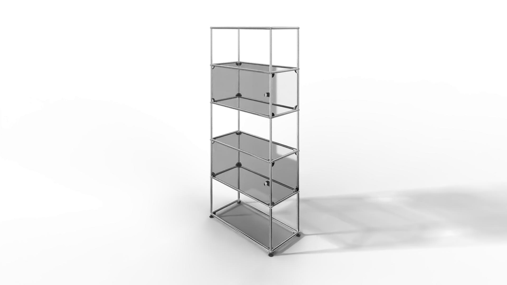 USM Haller Glasvitrine mit 2 Glastüren und 3 offenen Fächern Produktbild