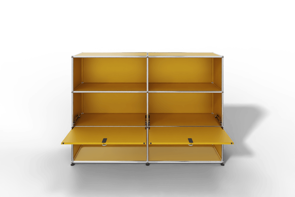 USM Haller Highboard mit 2 Klapptüren und 4 offenen Fächern in 14 Farben. Produktbild