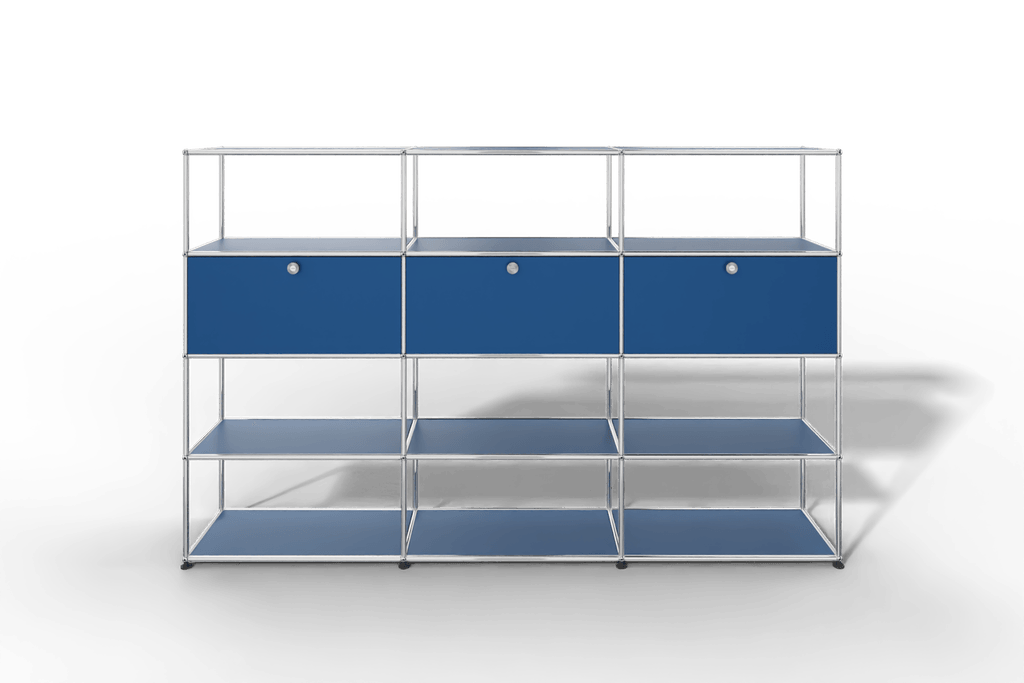 USM Haller Regal, mit 3 Klapptüren und 3 offene Reihen Produktbild