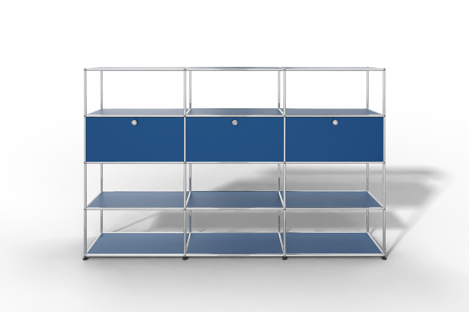 USM Haller Regal, mit 3 Klapptüren und 3 offene Reihen Produktbild