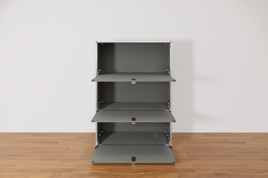 Original USM Haller Highboard mit 3 Klapptüren in mittelgrau Produktbild