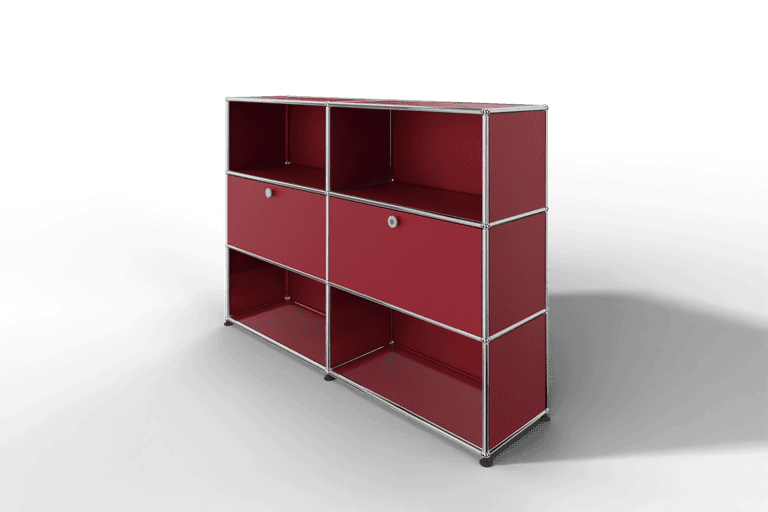USM Haller Highboard mit 2 Klapptüren und 4 offenen Fächern in 14 Farben. Produktbild
