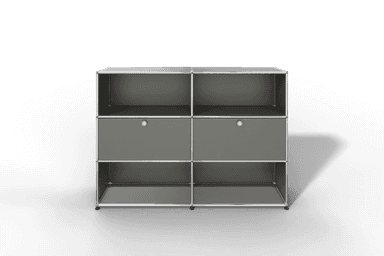 USM Haller Highboard mit 2 Klapptüren und 4 offenen Fächern in 14 Farben. Produktbild